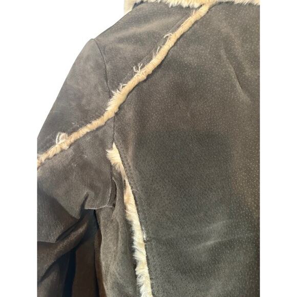 Wilsons Leather Brown Suede Leather Fur Trim Full Zip Jacket Women Sz XS - Picture 6 of 13